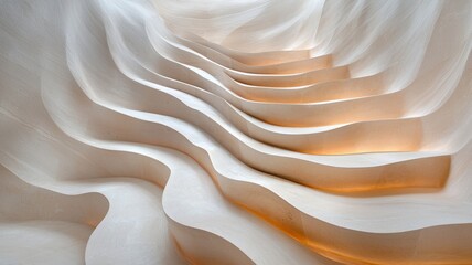 Aufkleber - Smooth, undulating architectural design staircase featuring warm, inviting lighting creates a sense of modern elegance aesthetic