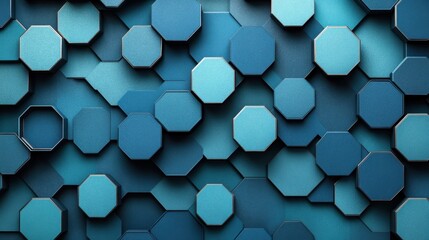 Poster - Blue Octagon Pattern Abstract Background
