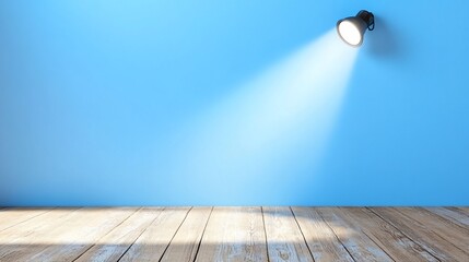 Poster - Empty room lit by spotlight on wooden floor