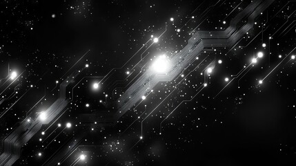 Poster - Abstract digital circuit board, glowing lines, dark background, tech concept