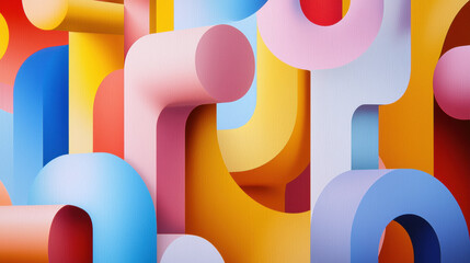 Aufkleber - Colorful geometric shapes create vibrant abstract background with curves and angles, symbolizing creativity and modern design