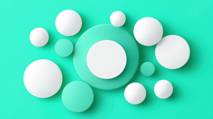 Aufkleber - Minimalist design with white circles on teal background, symbolizing harmony and balance