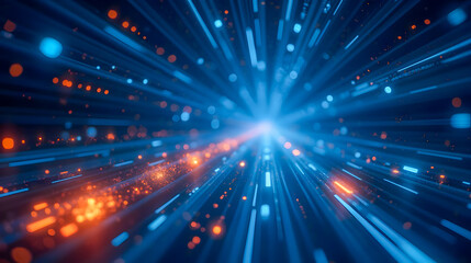 Poster - Futuristic Abstract Background with Rays of Light, Glowing Particles, and Motion Blur for Technology, Science, and Digital Concepts