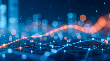 Poster - Abstract Technology Background with Data Connections and Bright Dots Illustrating Digital Transformation and Modern Communication Networks