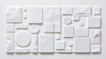 Leinwandbilder - Textured white shapes in various sizes create subtle, modern design