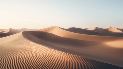 Wall Mural - a serene view of soft sand dunes under a clear sky.