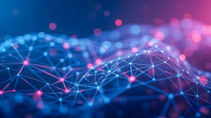 Poster - Abstract Futuristic Network of Bright Dots and Lines on a Dark Background Representing Digital Connections and Interactions in Technology