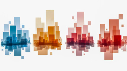 Poster - Vibrant Geometric Shapes with Color Gradients Reflecting in Still Water Surfaces for Modern Design and Art Projects