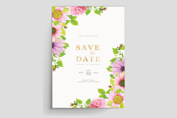 Wall Mural - watercolor floral summer wedding invitation card set