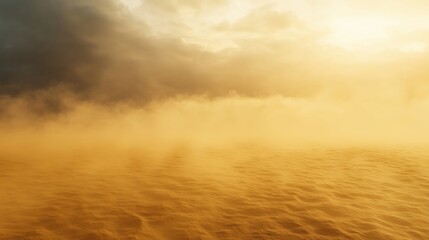 Wall Mural - a vast desert scene with golden sand and a dramatic sky filled with clouds.
