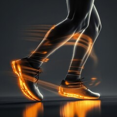 Futuristic running shoes in motion