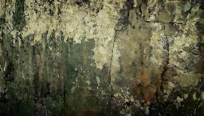Poster - weathered abstract wall texture with muted green and brown tones, perfect for rustic background and artistic design

