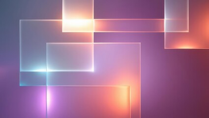Poster - Futuristic Neon Light Geometric Squares Wallpaper Background