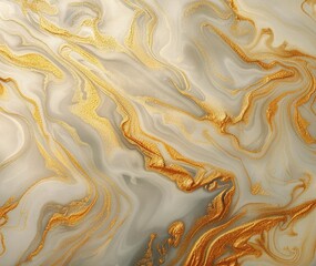 Poster - Elegant marble background with swirls of gold and creamy tones for design
