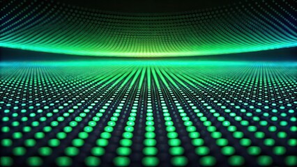 Poster - Neon Green Digital Dots Wave Wallpaper Background
