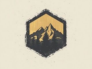 Wall Mural - Modern Mountain Emblem with Crisp Aesthetic