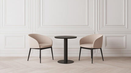 Fototapete - modern chairs and table in minimalist interior setting with elegant design