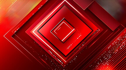 Leinwandbilder - Red Abstract Geometric Background with Square Shapes and Light Effects
