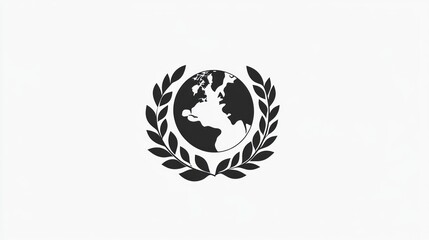 Wall Mural - Earth emblem, laurel wreath, simple graphic, world symbol, background, use in education, or international relations