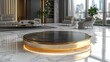© Agung - Modern luxury round podium display in marble living room with city view