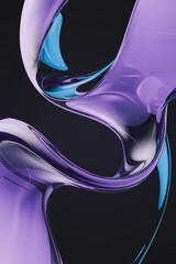 Aufkleber - An abstract design with flowing smooth curves of purple and blue hues, creating a dynamic, fluid visual effect against a dark backdrop, symbolizing motion and elegance. Digital 3D fluid shape