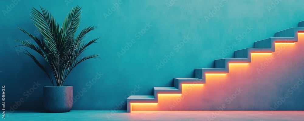 Subtle under-stair lighting using LED strips, creating a floating ...