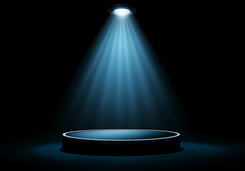 Wall Mural - round podium for product presentation shining down with spotlight