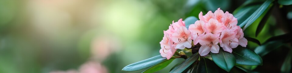 Poster - A pink flower with green leaves. The flower is in the middle of the image. The background is green and the flower is the main focus of the image