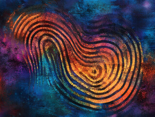 Poster - cosmic fingerprint: an abstract artwork featuring a vibrant, swirling fingerprint design against a b