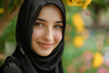 Wall Mural - AI generated image of young arab woman in a hijab