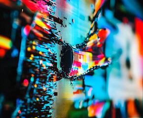 Poster - abstract digital chaos: a vibrant, abstract image featuring a dynamic interplay of color and texture