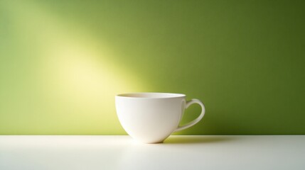 Minimalist white cup on green gradient background