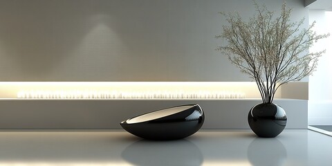Poster - Modern indoor design featuring unique furnishings and minimalist decor in a well-lit space