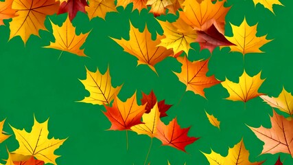 Wall Mural - colorful autumn leaves falling in a gentle breeze