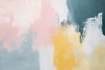 Poster - abstract art canvas texture: a vibrant blend of pastel pink, soft yellow, and cool gray hues creates