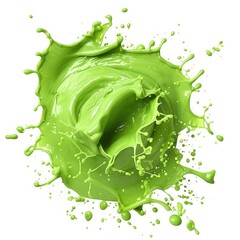 Poster - Vibrant Green Paint Splash Isolated on White Background for Creative Use