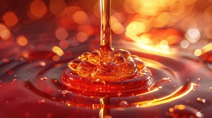 Poster - Glorious Liquid Flow with Ripples and Warm Colorful Background Effects