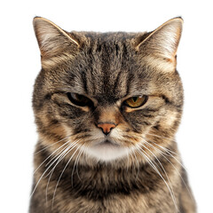 Wall Mural - Grumpy Cat Isolated on Transparent Background – Expressive Feline with Attitude