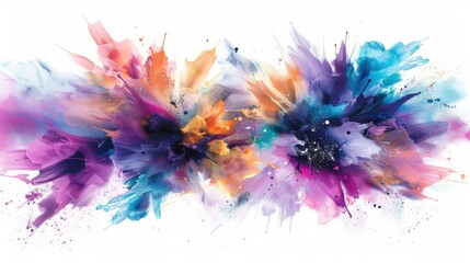 Poster - Abstract Explosion of Colorful Paint Blotches in Vibrant Flowing Design