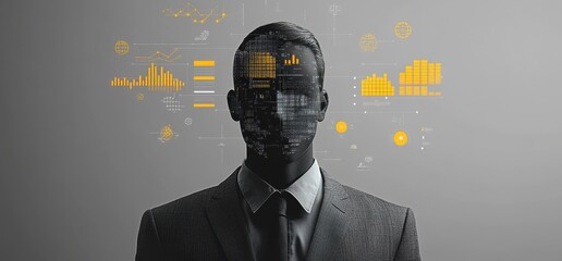 Aufkleber - Artificial intelligence and data visualization concept with digital business imagery