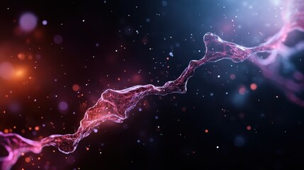 Poster - An abstract representation of glowing liquid forms against a cosmic background, capturing the interplay between light and fluid dynamics in a visually captivating scene.