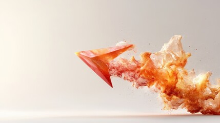 Poster - This visually striking image features an explosive red arrow soaring through a cloud of vibrant smoke, symbolizing momentum, innovation, and dynamic creativity in design.