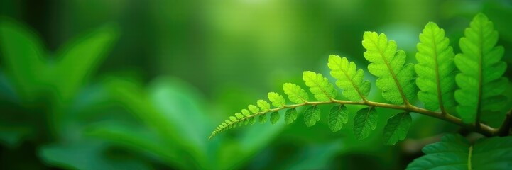 Wall Mural - Delicate ferns unfurl from antidesma bunius leaves, greenery, vegetation, leaf