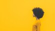 © musa - Woman, profile, yellow background, urban, portrait