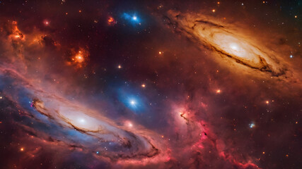 Wall Mural - Nebula and galaxies in space. Abstract cosmos background. Universe science astronomy.