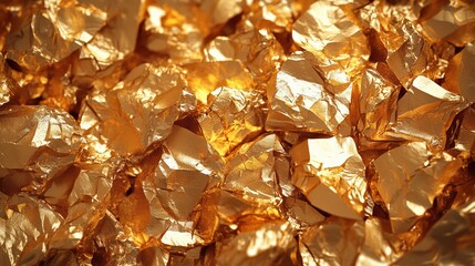 Aufkleber - Abstract Background Shiny, Reflective, And Wrinkled Gold Foil Texture Dynamic Lighting High Detail