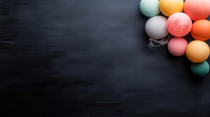 Aufkleber - A vibrant arrangement of colorful balls contrasted against a dark background, creating an eye-catching visual appeal that evokes playfulness and creativity.