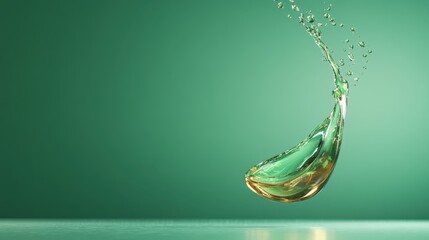 Poster - A stunning golden droplet elegantly arcs through the air, capturing the essence of movement and fluidity, reflecting a captivating blend of light and color.