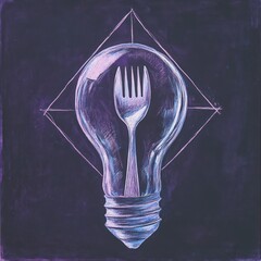 Wall Mural - Abstract lightbulb with fork; conceptual idea