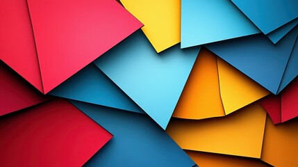 Poster - Colorful overlapping paper shapes abstract background
